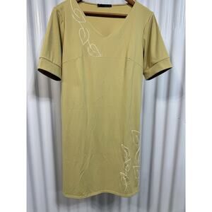 Loalde Gold Dress Size 10 With Embroidered Leaves. Stunning Formal Cocktail